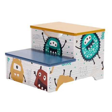 Dječija stolica-merdevine, od drveta, sa 2 stepenika, prostorom za odlaganje, ručkom za nošenje - MONSTER