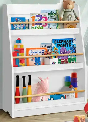 Dječija polica, Drveni organizator za knjige i igračke, bijela boja, za udobnu dječiju sobu