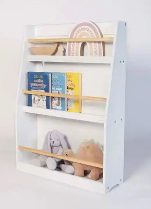 Dječija polica, Drveni organizator za knjige i igračke, bijela boja, za udobnu dječiju sobu