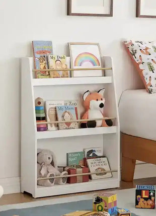 Dječija polica, Drveni organizator za knjige i igračke, bijela boja, za udobnu dječiju sobu