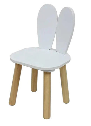 Dječiji drveni sto sa 2 stolice BUNNY, učenje, crtanje, igranje, set za jelo, za dječiju sobu, bijeli