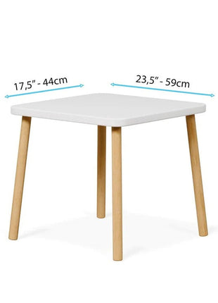 Dječiji drveni sto sa 2 stolice BUNNY, učenje, crtanje, igranje, set za jelo, za dječiju sobu, bijeli