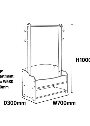 Drveni stalak za dječiju odjeću, polica sa policama za odlaganje - BIJELA/SIVA