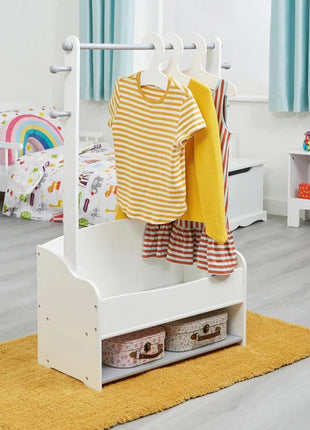 Drveni stalak za dječiju odjeću, polica sa policama za odlaganje - BIJELA/SIVA