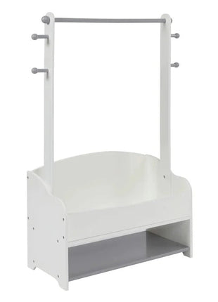 Drveni stalak za dječiju odjeću, polica sa policama za odlaganje - BIJELA/SIVA