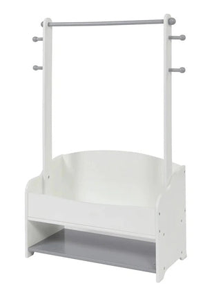 Drveni stalak za dječiju odjeću, polica sa policama za odlaganje - BIJELA/SIVA