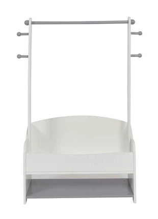 Drveni stalak za dječiju odjeću, polica sa policama za odlaganje - BIJELA/SIVA