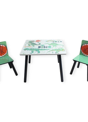 Dječiji sto sa stolicama za crtanje, igranje, jelo, drveni, DINOSAURS