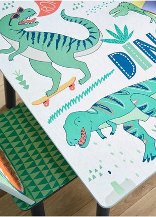 Dječiji sto sa stolicama za crtanje, igranje, jelo, drveni, DINOSAURS