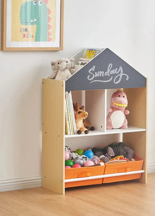 Dječiji ormarić, regal za igračke i knjige sa tablom za pisanje, kuća, drvo