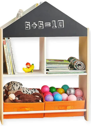 Dječiji ormarić, regal za igračke i knjige sa tablom za pisanje, kuća, drvo