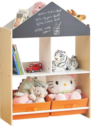 Dječiji ormarić, regal za igračke i knjige sa tablom za pisanje, kuća, drvo