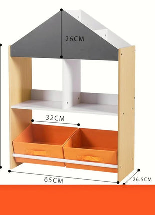 Dječiji ormarić, regal za igračke i knjige sa tablom za pisanje, kuća, drvo