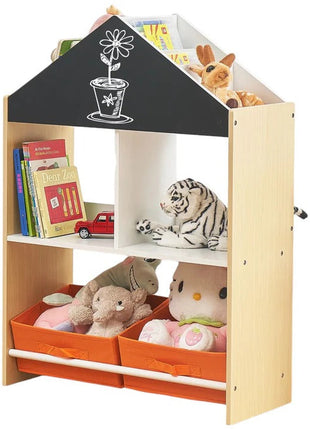 Dječiji ormarić, regal za igračke i knjige sa tablom za pisanje, kuća, drvo
