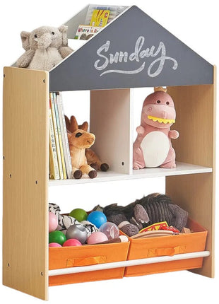 Dječiji ormarić, regal za igračke i knjige sa tablom za pisanje, kuća, drvo