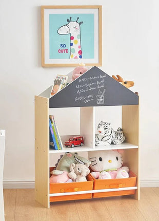 Dječiji ormarić, regal za igračke i knjige sa tablom za pisanje, kuća, drvo