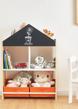Dječiji ormarić, regal za igračke i knjige sa tablom za pisanje, kuća, drvo