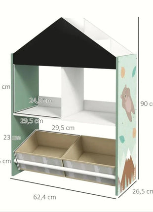 Dječiji ormar, Ormar za igračke i knjige sa medvjedom, Crna tabla za pisanje, Kuća ŠUMA
