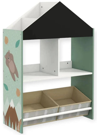Dječiji ormar, Ormar za igračke i knjige sa medvjedom, Crna tabla za pisanje, Kuća ŠUMA
