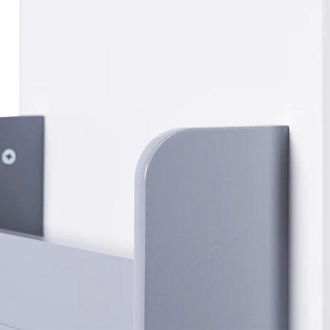 RAKETA sa rotirajućim odjeljkom za 360 stepeni sa policama u 4 nivoa, drvena - za odlaganje knjiga i igračaka BIJELA/SIVA