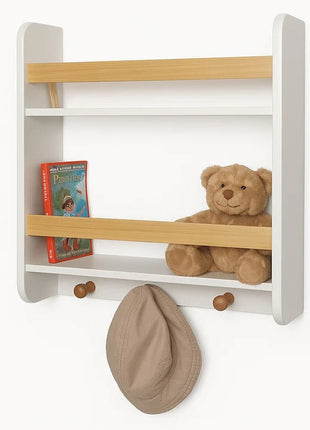 Dječija polica, Zid sa policama i vješalicama, bijela, za dječiju sobu