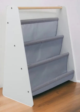 Prenosna dječija polica za knjige, namještaj za dječiju sobu, bijela, siva