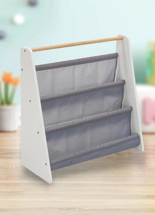 Prenosna dječija polica za knjige, namještaj za dječiju sobu, bijela, siva