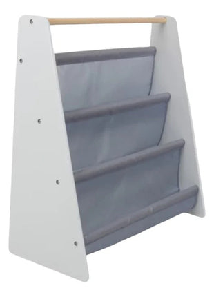 Prenosna dječija polica za knjige, namještaj za dječiju sobu, bijela, siva