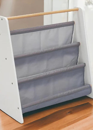 Prenosna dječija polica za knjige, namještaj za dječiju sobu, bijela, siva