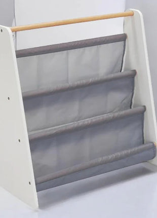 Prenosna dječija polica za knjige, namještaj za dječiju sobu, bijela, siva