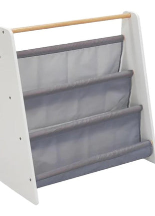 Prenosna dječija polica za knjige, namještaj za dječiju sobu, bijela, siva