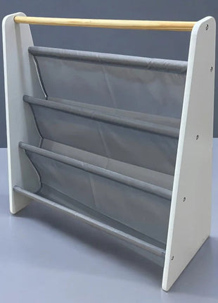 Prenosna dječija polica za knjige, namještaj za dječiju sobu, bijela, siva