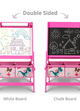 Dječija drvena ploča na stalku za pisanje i crtanje, dvostrana sa kutijom za odlaganje - SNOVI