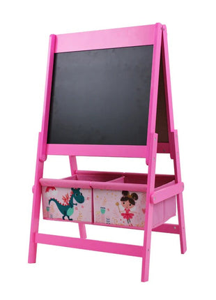 Dječija drvena ploča na stalku za pisanje i crtanje, dvostrana sa kutijom za odlaganje - SNOVI