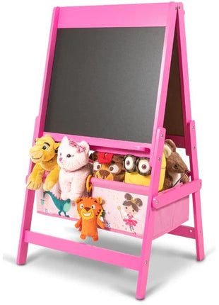 Dječija drvena ploča na stalku za pisanje i crtanje, dvostrana sa kutijom za odlaganje - SNOVI