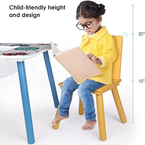 Dječiji drveni sto sa 2 stolice, set - za igru, crtanje, jelo - DUHOVI