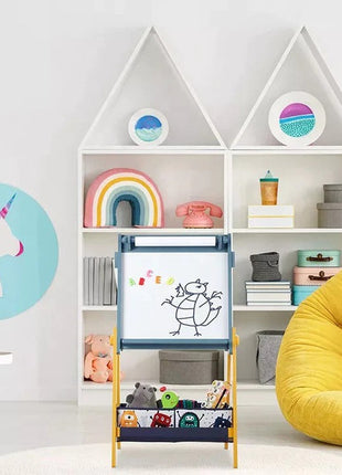 Dječija drvena ploča sa magnetima na postolju, za učenje, crtanje i odlaganje - DUH