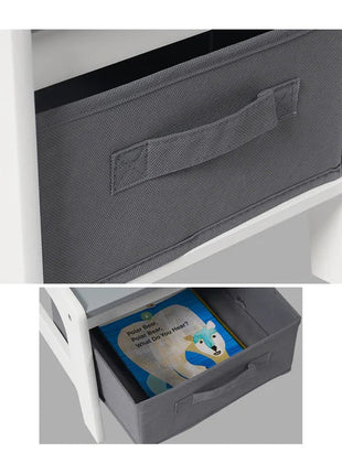 Dječiji drveni sto sa 2 stolice, komplet, dvostrani sa crnom tablom, 2 u 1 - za igru i odlaganje BELO/SIVA