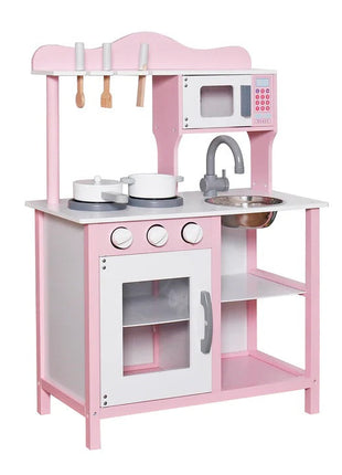 Dječija drvena kuhinja za igru sa dodacima - roze