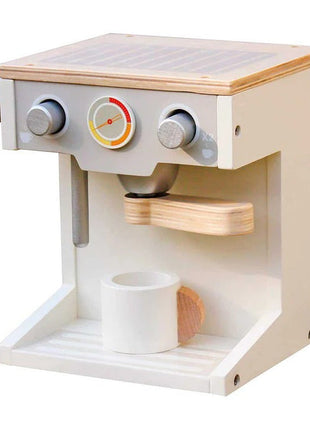 Dječija drvena espreso mašina za kafu sa šoljicom - bijelo/siva