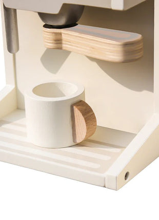 Dječija drvena espreso mašina za kafu sa šoljicom - bijelo/siva