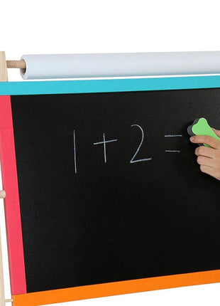 Dječija drvena tabla, stalak 3 u 1 - tabla, magnetska tabla, tabla sa dodacima