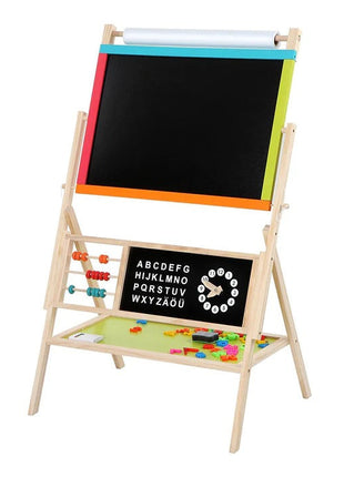 Dječija drvena tabla, stalak 3 u 1 - tabla, magnetska tabla, tabla sa dodacima