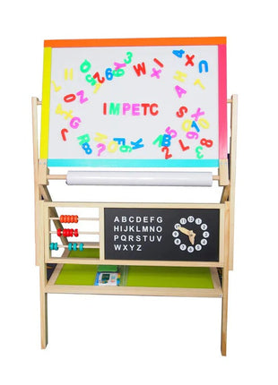 Dječija drvena tabla, stalak 3 u 1 - tabla, magnetska tabla, tabla sa dodacima