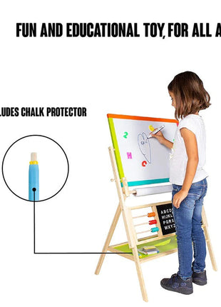 Dječija drvena tabla, stalak 3 u 1 - tabla, magnetska tabla, tabla sa dodacima