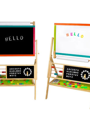 Dječija drvena tabla, stalak 3 u 1 - tabla, magnetska tabla, tabla sa dodacima