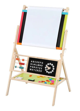 Dječija drvena tabla, stalak 3 u 1 - tabla, magnetska tabla, tabla sa dodacima