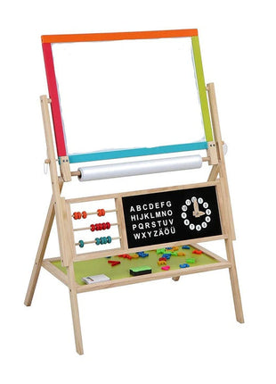Dječija drvena tabla, stalak 3 u 1 - tabla, magnetska tabla, tabla sa dodacima