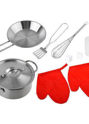 Dječija drvena kuhinja sa zvukom, svjetlom i priborom za kuvanje - bijelo/siva