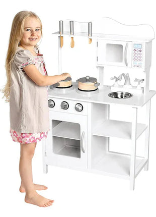 Dječija drvena kuhinja sa dodacima za igru - bijela